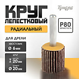 Круг лепестковый радиальный 20х20х6мм Р80 TUNDRA 5164347 Круг лепестковый радиальный 20х20х6мм Р80 TUNDRA 5164347