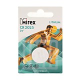 Батарейка литиевая Mirex, CR2025-1BL, 3В, блистер-----------