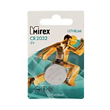 Батарейка литиевая Mirex, CR2032-1BL, 3В, блистер-----