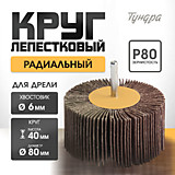 Круг лепестковый радиальный TUNDRA, 80 х 40 х 6 мм, P80 1875473