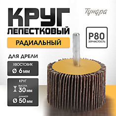 Круг лепестковый радиальный TUNDRA, 50 х 30 х 6 мм, P80 5162356