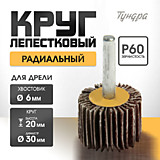 Круг лепестковый радиальный TUNDRA, 30 х 20 х 6 мм, P60 5162349