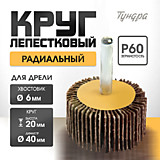 Круг лепестковый радиальный TUNDRA, 40 х 20 х 6 мм, P60 5162352